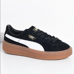PUMA Suede Platform Black, White & Gum Shoes